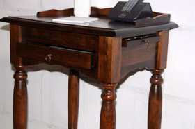 Telefontisch schmal mit schubladen 49x81x37cm Pappel massiv nussbaumfarben lackiert Casademobila Goslar
