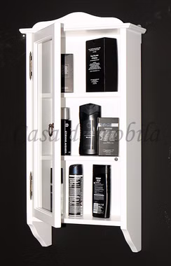 Hängevitrine 38x77x18cm DECOR Pappel massiv weiß lackiert Hängevitrine 38x77x18cm DECOR Pappel massiv weiß lackiert