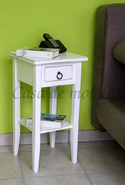Massivholz Beistelltisch shabby chic vintage mit Schublade und Ablage