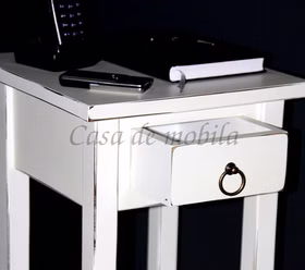 shabby chic Telefontisch aus Massivholz mit Schublade und Ablage weiss antik vintage