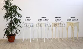 Massivholz Blumentische mit schublade VENEZIA in Barockstil Pappel massiv creme weiss Casa de mobila Goslar
