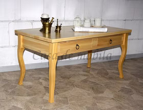 Wohnzimmertisch aus Holz Naturfarben linde massiv mit Schubladen