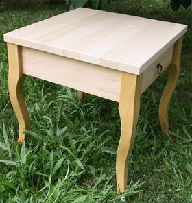 Massivholz Beistelltisch mit Schublade und gebogene beine 48x50x48cm Pappel massiv natur lackiert Casa de mobila Goslar Massivholz Beistelltisch mit Schublade und gebogene beine 48x50x48cm Pappel massiv natur lackiert Casa de mobila Goslar