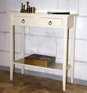 Schmaler Garderobentisch mit Schubladen und Ablage DECOR cremeweiss lackiert Casademobila Goslar Schmaler Garderobentisch mit Schubladen und Ablage DECOR cremeweiss lackiert Casademobila Goslar