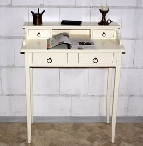 massivholz Schminktisch mit schubladen klein arte povera creme lackiert Casademobila Goslar