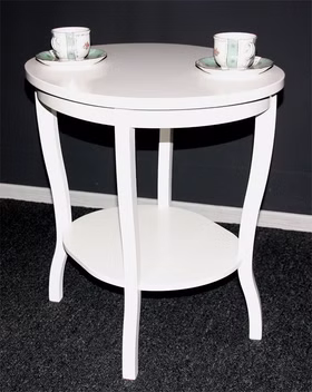 Massivholz Beistelltisch oval 58x57x48cm Pappel massiv weiß lackiert Casademobila Goslar