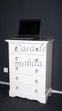 Massivholz Flurschrank mit schubladen 60x84x35cm Pappel massiv weiß lackiert Casa de mobila Goslar