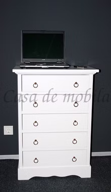 Massivholz Anrichte mit schubladen 60x84x35cm Pappel massiv weiß lackiert Casa de mobila Goslar