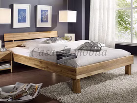 Holzbett Bett 90x200 cm CAMPINO Eiche Wildeiche massiv geölt stabverleimt Kopfteil geteilt casademobila