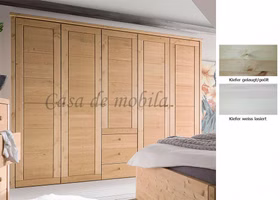 Kleiderschrank 264x224x62cm 5 Holztüren 3 Schubladen Kassettenfront Kiefer massiv