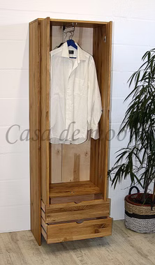 Garderobenschrank schmal TAKE IT Eichenholz natur geölt Casa de mobila Goslar Garderobenschrank 2-türig schmal TAKE IT Eiche Wildeiche massiv geölt Casa de mobila Goslar