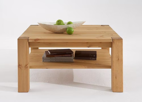 Couchtisch mit Ablage 90x48x90cm GULDBORG Kiefernholz gelaugt geölt Massivholz Couchtisch mit Ablage 90x48x90cm GULDBORG Kiefer massiv gelaugt geölt Casa de mobila Goslar
