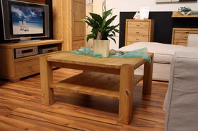 Wohnzimmertisch mit Ablage 90x48x90cm GULDBORG Kiefernholz gelaugt geölt Massivholz Wohnzimmertisch mit Ablage 90x48x90cm GULDBORG Kiefer massiv gelaugt geölt Casa de mobila Goslar