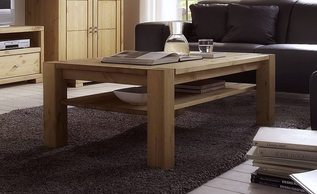 Couchtisch mit Ablage 120x48x74cm GULDBORG Kiefernholz gelaugt geölt Massivholz Couchtisch mit Ablage 120x48x74cm GULDBORG Kiefer massiv gelaugt geölt Casa de mobila Goslar
