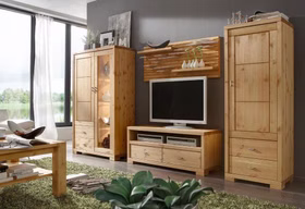 Massivholz Wohnzimmer schrank mit 1 glasür GULDBORG 100x166x43cm Kiefer massiv Gelaugt geölt Casa de mobila Goslar