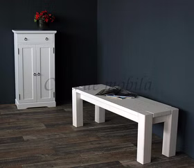 weiße Dielenbank 180x48x43cm Guldborg Kiefer massiv Casa de mobila Goslar