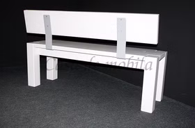 Holzbänke Guldborg 180x86x47cm mit Rückenlehne Kiefer massiv weiß lasiert Casa de mobila Goslar