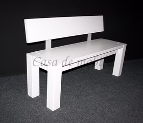 Sitzbank 180x86x47cm mit Rückenlehne Kiefernholz weiß lasiert Esszimmerbank Guldborg 180x86x47cm mit Rückenlehne Kiefer massiv weiß lasiert Casa de mobila Goslar