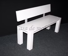 Sitzbank mit Lehne 160x86x47 cm weiß Guldborg Kiefer massiv Casa de mobila Goslar
