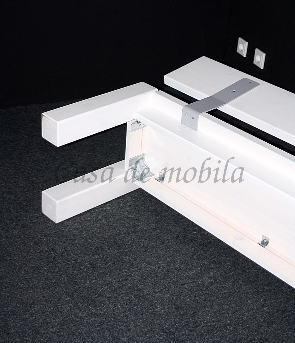 Sitzbank 140x86x47cm mit Rückenlehne Kiefer massiv weiß lasiert Casa de mobila Goslar