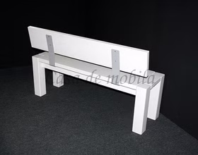 Sitzbank 140x86x47cm mit Rückenlehne Kiefernholz weiß lasiert Holzbank 140x86x47cm mit Rückenlehne Kiefer massiv weiß lasiert Casa de mobila Goslar