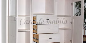 Highboard 168x127x43cm 2 Holz-/Glastüren 4 Schubladen Kiefer massiv weiß lasiert
