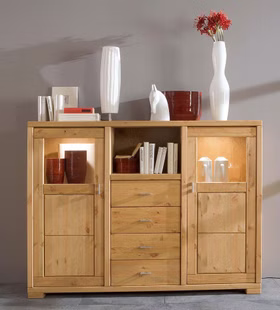 Highboard 168x127x43cm 2 Holz-/Glastüren 4 Schubladen Kiefer massiv weiß lasiert Highboard 168x127x43cm 2 Holz-/Glastüren 4 Schubladen Kiefer massiv weiß lasiert