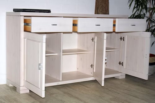 Massivholz Kommode 160x89x43cm GULDBORG Kiefer massiv weiß lasiert casademobila Massivholz Kommode 160x89x43cm GULDBORG Kiefer massiv weiß lasiert casademobila