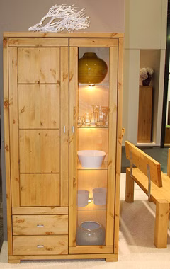 Massivholz Geschirrschrank GULDBORG 100x204x43cm Kiefer massiv gelaugt geölt Casa de mobila Goslar