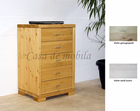 Massivholz Schubladenkommode 59x92x47cm GULDBORG Kiefer massiv weiss oder gelaugt geölt casademobila