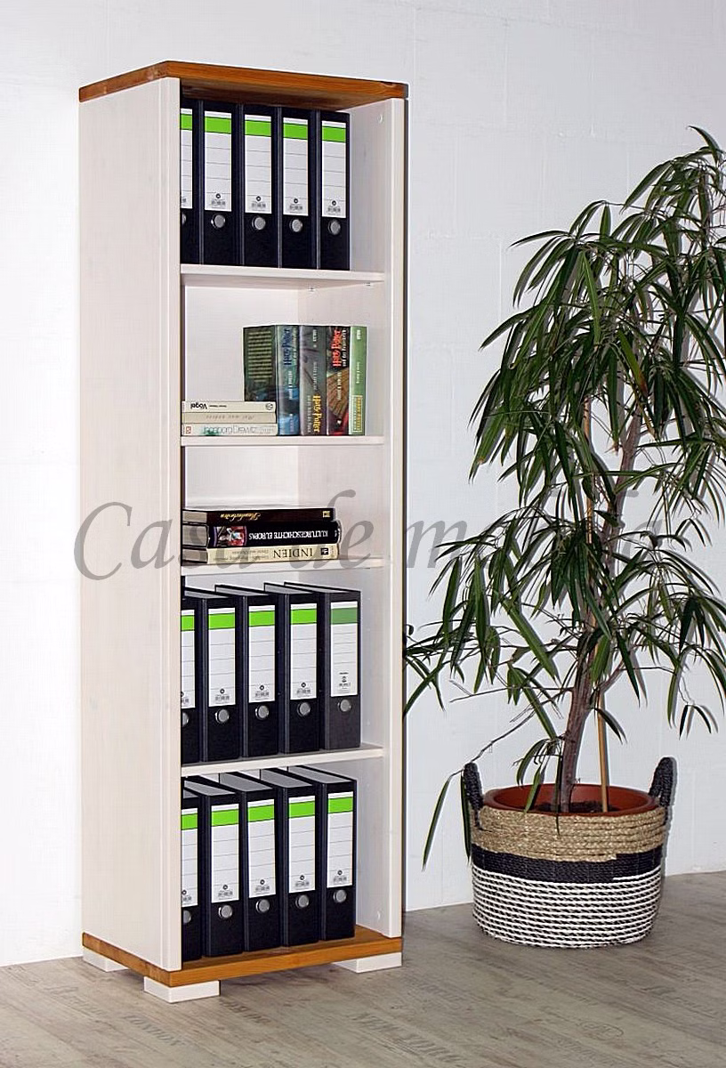 GULDBORG – weißes Ordnerregal Massivholz Ordnerregal 53x178x39cm GULDBORG Kiefer massiv weiß lasiert kirschbaumfarben provence lackiert Casademobila Goslar