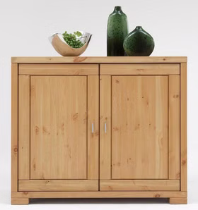 Waschekommode mit zwei Türen Kiefer gelaugt geölt Massivholz Wäschekommode mit 2 Holztüren 109x92x47cm GULDBORG Kiefer massiv gelaugt geölt Casa de mobila Goslar