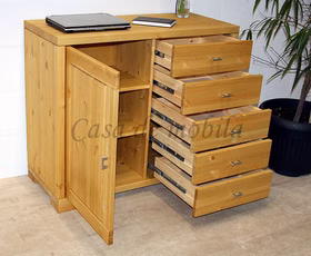 Wäscheschrank mit schubladen und metallgriffe 109x92x43cm GULDBORG Kiefer massiv Casa de mobila Goslar