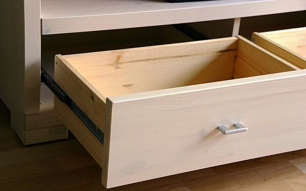 Massivholz TV-Lowboard mit 2 Schubfächern 120x51x43cm GULDBORG Kiefer massiv weiß lasiert Casa de mobila Goslar TV-Lowboard 120x51x43cm GULDBORG Kiefer massiv weiß lasiert
