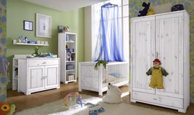 Babybett 70x140 GULDBORG Kiefer massiv weiß lasiert