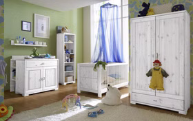 Massivholz Babyzimmer-schrank niedrig 2türig GULDBORG 100x178x52cm Kiefer massiv Casa de mobila Goslar