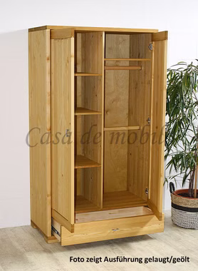Massivholz Kleiderschrank niedrig 2türig GULDBORG 100x178x52cm Kiefer massiv Casa de mobila Goslar