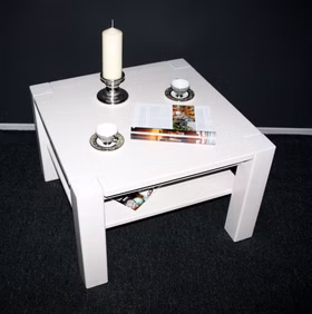 Stubentisch mit Ablage 74x48x74cm GULDBORG Kiefer massiv weiß lasiert