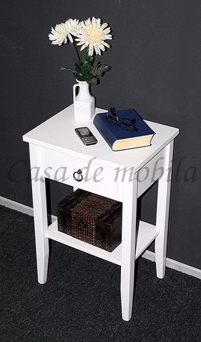 Massivholz Beistelltisch Konsolentisch Blumentisch weiss lackiert mit Ablage und Schublade Massivholz Beistelltisch Konsolentisch Blumentisch weiss lackiert mit Ablage und Schublade