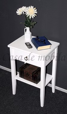 Blumenhocker aus Holz mit Ablage und Schublade Linde massiv