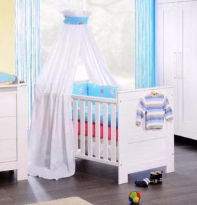 Massivholz Babybett 70x140 cm EMMA Kiefer massiv weiß gewachst casademobila Goslar