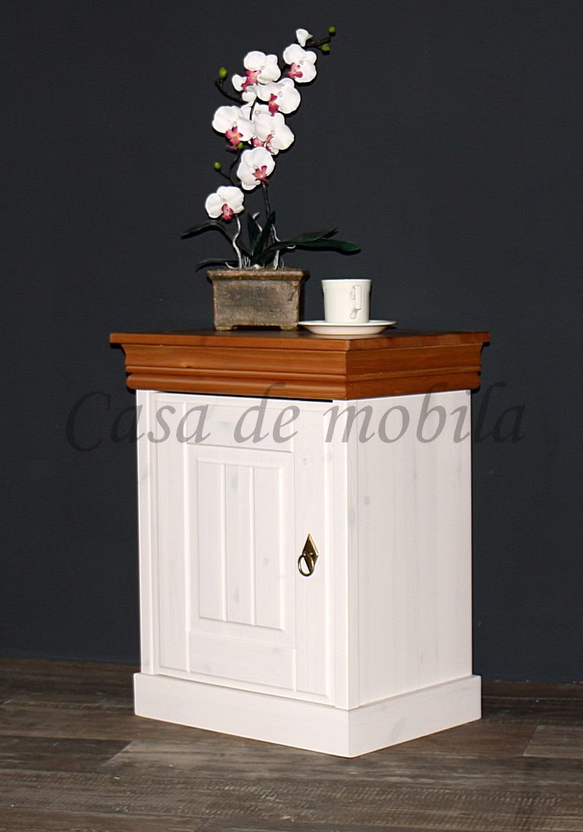 Massivholz Nachtkonsole NEAPEL 51x64x35cm 2farbig Kiefer massiv weiß honigfarben lackiert, 106132083 Casa de mobila Goslar Massivholz Nachtkonsole NEAPEL 51x64x35cm 2farbig Kiefer massiv weiß honigfarben lackiert, 106132083 Casa de mobila Goslar