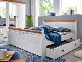 Schubladenbett 180x200cm NEAPEL Kiefernholz 2farbig weiß / honig Schubladenbett 180x200cm NEAPEL Kiefer 2farbig weiß / honig