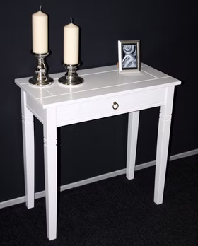 Massivholz Konsolentisch mit Schubladen 80x80x40cm DECOR Pappel massiv weiß lackiert Casa de mobila Goslar