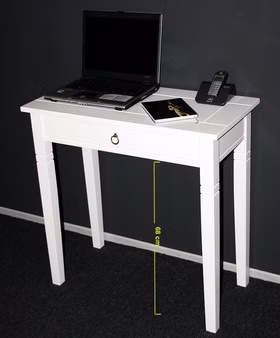 Massivholz Laptoptisch mit Schubladen 80x80x40cm DECOR Pappel massiv weiß lackiert Casa de mobila Goslar