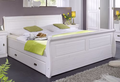 Massivholz Schlafzimmer Set komplett 4-teilig Neapel Kiefer massiv weiß gewachst Casa de mobila Goslar