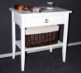Nachttisch mit Ablage und Schublade 58x60x37cm DECOR weiß lackiert massivholz beistelltisch mit ablage und schublade weiss lackiert Arte Povera casademobila Goslar