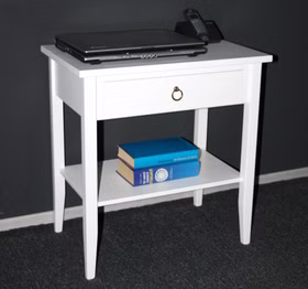 Nachttisch mit Ablage und Schublade 58x60x37cm DECOR weiß lackiert massivholz telefontisch mit Ablage und Schublade 58x60x37cm DECOR weiß lackiert casademobila Goslar