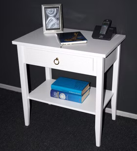Nachttisch mit Ablage und Schublade 58x60x37cm DECOR weiß lackiert echtholz nachtkommode nachtschrank mit schublade und ablage weiss casademobila Goslar