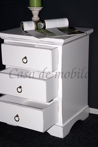 kommode klein mit schubladen Decor 46x60x38cm pappel massiv weiß Shabby Chic lackiert Casademobila Goslar